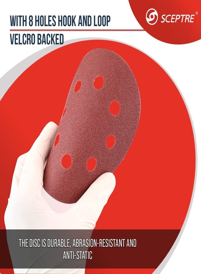 سيبتر أقراص صنفرة فيلكرو من سيبتر مليون، مقاس 125 مم، حبيبات من 60 إلى 100 قطعة، قرص ورقي بـ 8 ثقوب للصنفرة الدقيقة، المعادن، الخشب، الطلاء، البرايمر، الألياف الزجاجية، وتشطيب الأسطح البلاستيكية. - Image 4